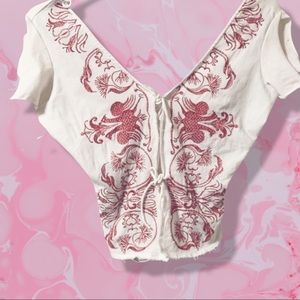 Size S/P Y2K vintage Parasuco tie up white & pink